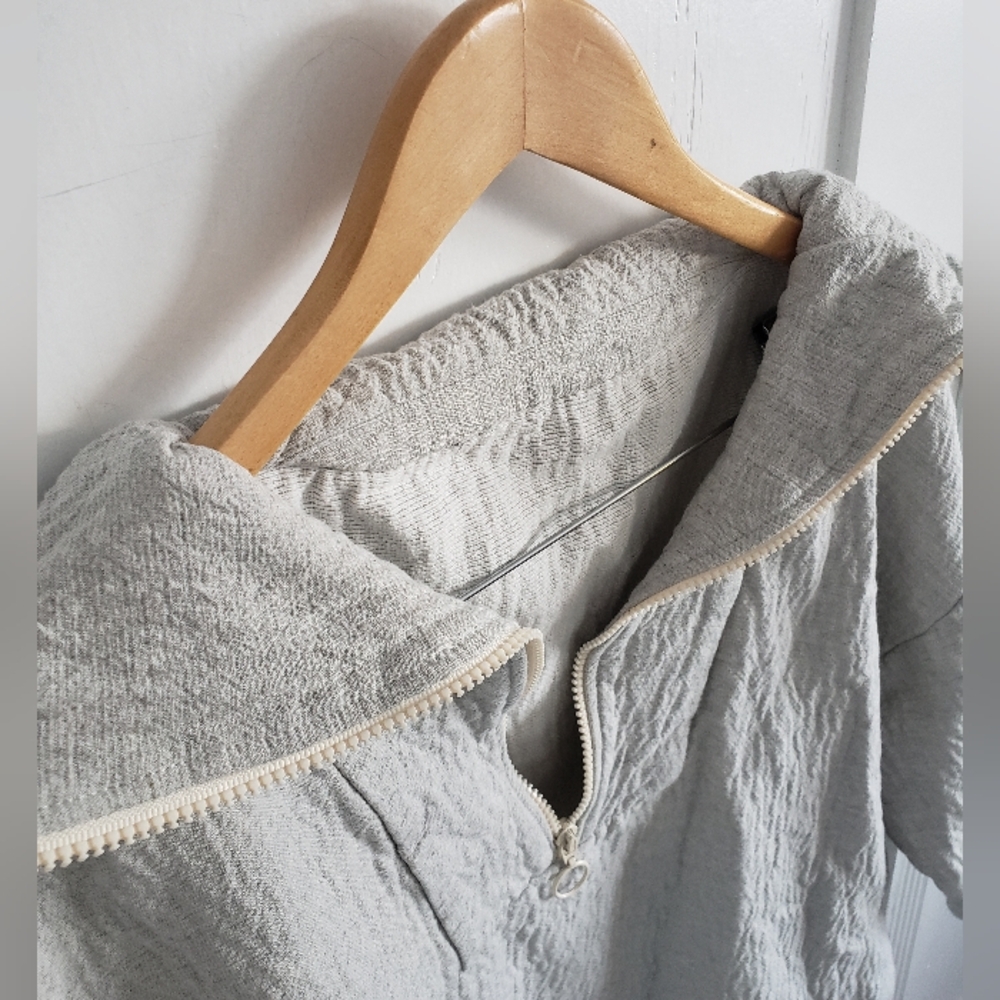 Zara Light Gray Oversized Half-Zip Sweater M - Picture 3 of 5